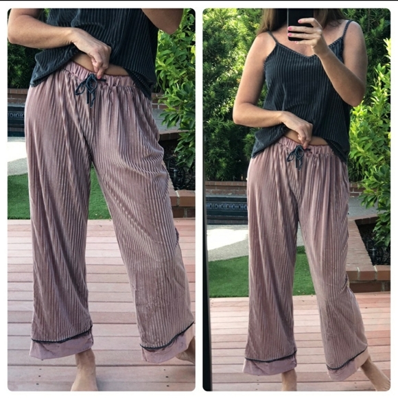 POL Other - Boutique Striped Velvet Knit Lounge Pants (reposh)